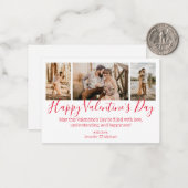 prettig valentijnsdag 3 foto collage chic rood notitiekaartje (Voorkant / Achterkant in situ)