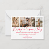 prettig valentijnsdag 3 foto collage chic rood notitiekaartje (Voorkant)