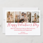 prettig valentijnsdag 3 foto collage chic rood notitiekaartje (Voorkant)