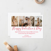 prettig valentijnsdag 3 foto collage chic rood notitiekaartje (Voorkant / Achterkant in situ)