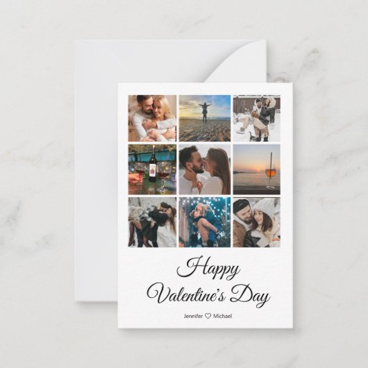 prettig valentijnsdag 9 foto collage gepersonalise notitiekaartje (Voorkant)