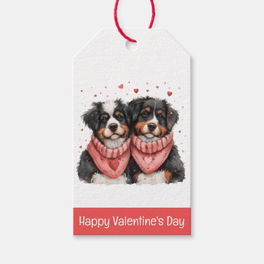 Prettig Valentijnsdag Bernese Berghonden Cadeaulabel (Voorkant)