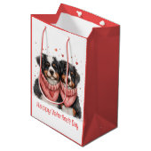 Prettig Valentijnsdag Bernese Mountain Dogs Medium Cadeauzakje (Voorkant Gekanteld)