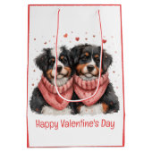 Prettig Valentijnsdag Bernese Mountain Dogs Medium Cadeauzakje (Achterkant)