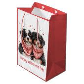 Prettig Valentijnsdag Bernese Mountain Dogs Medium Cadeauzakje (Achterkant Gekanteld)