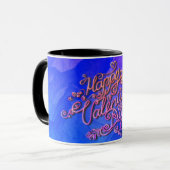 Prettig Valentijnsdag blauwe hart lettering Mok (Voorkant links)