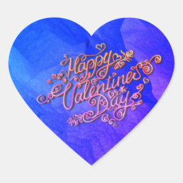 Prettig Valentijnsdag blauwe hart lettering Sticker