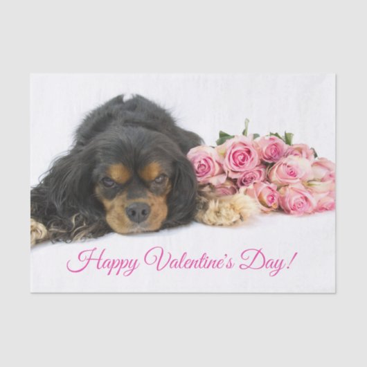 Prettig Valentijnsdag Cavalier King Charles Tissuepapier (Voorkant)