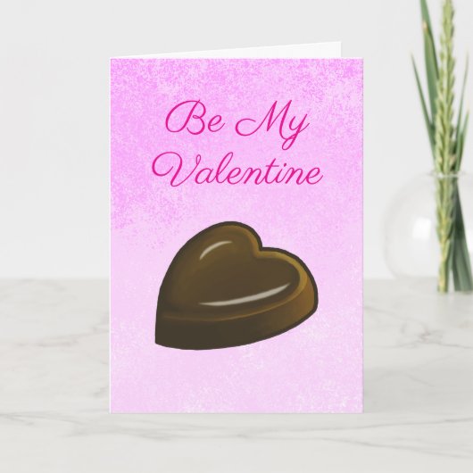 Prettig Valentijnsdag Chocolade Hart Kaart (Voorkant)
