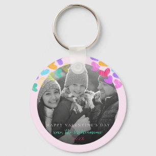 Prettig Valentijnsdag Cute Pastel Harten Foto Sleutelhanger