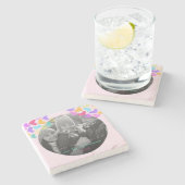 Prettig Valentijnsdag Cute Pastel Hartjes Foto Stenen Onderzetter (Zijkant)