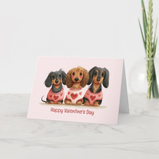 Prettig Valentijnsdag Dachshond Honden Feestdagen Kaart (Voorkant)