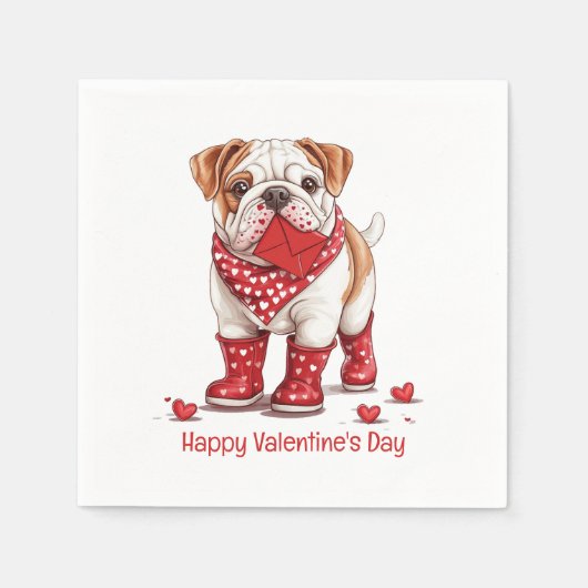 Prettig Valentijnsdag Engelse Bulldog Servet (Voorkant)