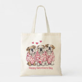 Prettig Valentijnsdag Engelse Bulldog Tote Bag (Achterkant)