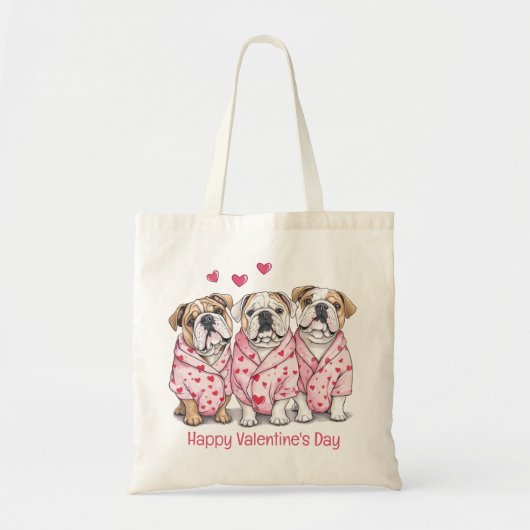 Prettig Valentijnsdag Engelse Bulldog Tote Bag (Voorkant)