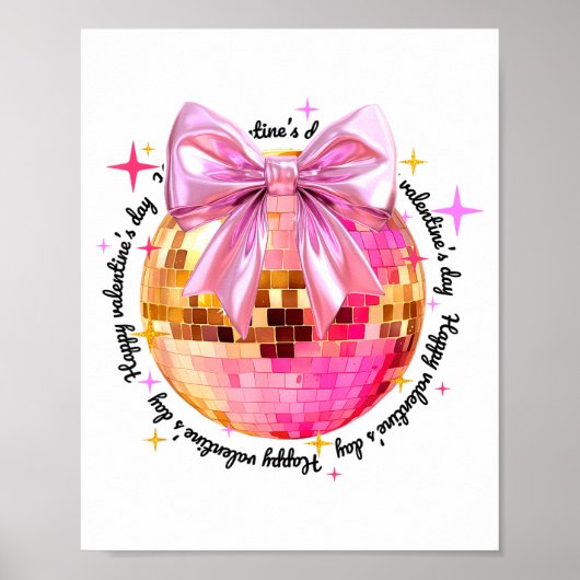 Prettig Valentijnsdag Funny Coquette Disco Bal Gi Poster (Voorkant)
