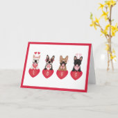 Prettig Valentijnsdag Geliefde Franse Bulldoggen Kaart (Gele Bloem)