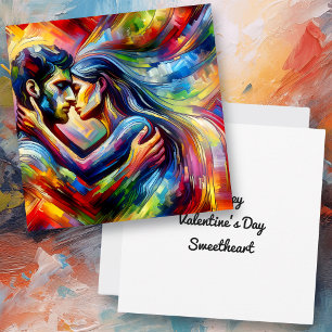 Prettig Valentijnsdag   Geliefden knuffelen Kaart