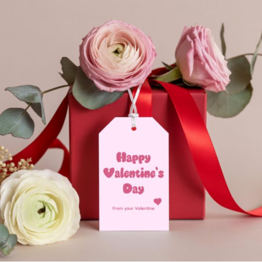 Prettig Valentijnsdag Glitter Cadeaulabel