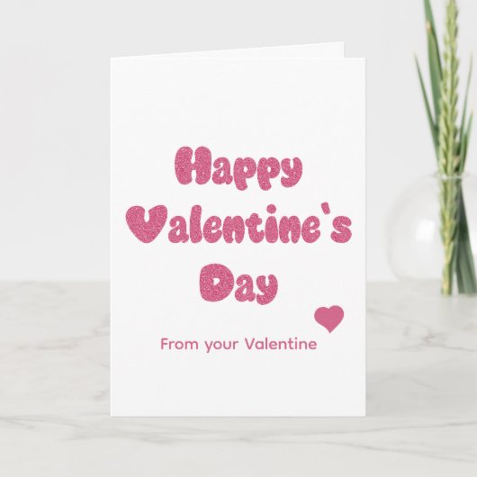 Prettig Valentijnsdag Glitter Kaart (Voorkant)