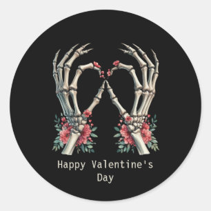 Prettig Valentijnsdag gotische skelet handen Ronde Sticker