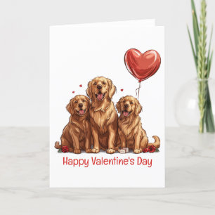 Prettig Valentijnsdag Goud Retriever Hond Feestdagen Kaart