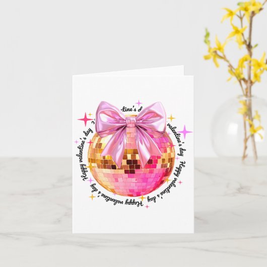 Prettig Valentijnsdag Grappige Coquette Disco Bal  Kaart (Gele Bloem)