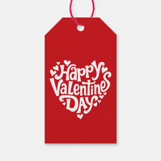 Prettig Valentijnsdag Hartjes Cadeaulabel (Voorkant)