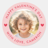 Prettig Valentijnsdag, hartjes rood roze Ronde Sticker (Voorkant)