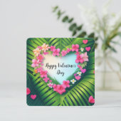 Prettig Valentijnsdag Hawaiaanse Lei Hart Feestdagenkaart (Staand voorkant)