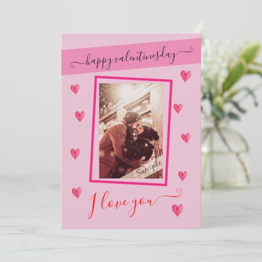 Prettig Valentijnsdag, ik hou van jou  + foto Kaart (Staand voorkant)
