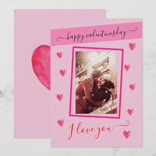 Prettig Valentijnsdag, ik hou van jou + foto Kaart (Voorkant / Achterkant)