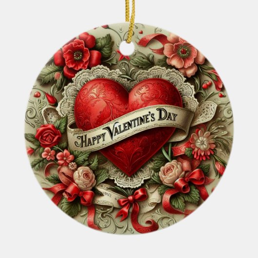 Prettig Valentijnsdag Keramisch Ornament (Voorkant)