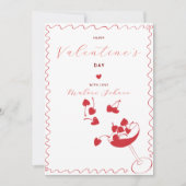 Prettig Valentijnsdag – Kersen Harten in Cocktail Feestdagenkaart (Voorkant)