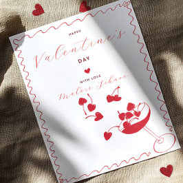 Prettig Valentijnsdag – Kersen Harten in Cocktail  Feestdagenkaart