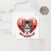 Prettig Valentijnsdag Kleine Kitten met Hart Notitiekaartje (Voorkant / Achterkant in situ)