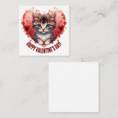 Prettig Valentijnsdag Kleine Kitten met Hart Notitiekaartje (Voorkant / Achterkant)