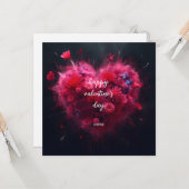 Prettig Valentijnsdag - Levendig Roze Hart Kaart (Voorkant / Achterkant in situ)