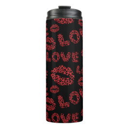 Prettig Valentijnsdag, liefde, elegante rood & zwa Thermosbeker
