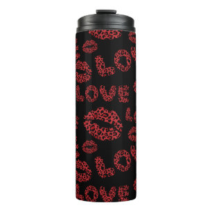 Prettig Valentijnsdag, liefde, elegante rood & zwa Thermosbeker