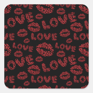 Prettig Valentijnsdag, liefde, elegante rood & zwa Vierkante Sticker