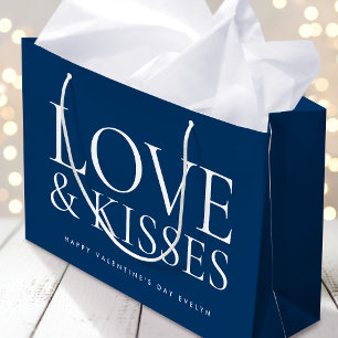 Prettig Valentijnsdag Liefde & Kusjes Navyblauw Groot Cadeauzakje