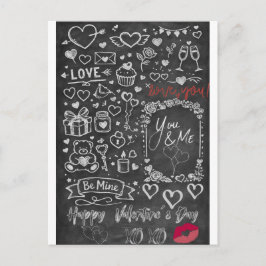 Prettig Valentijnsdag - Liefdeskrijtbord Briefkaart