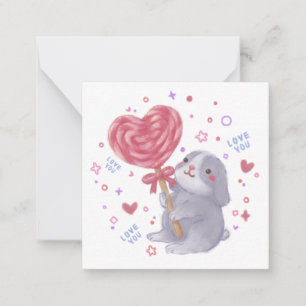 Prettig Valentijnsdag met Bunny & Lollypop Notitiekaartje