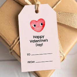 Prettig Valentijnsdag met een hartvormig babypoppe Cadeaulabel