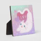 Prettig Valentijnsdag met Fluffy Witte Kat Fotoplaat (Voorkant)