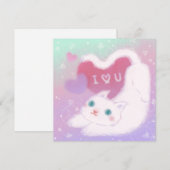 Prettig Valentijnsdag met Fluffy Witte Kat Kaart (Voorkant / Achterkant)
