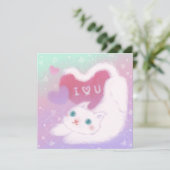 Prettig Valentijnsdag met Fluffy Witte Kat Kaart (Staand voorkant)