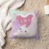 Prettig Valentijnsdag met Fluffy Witte Kat Kussen (Deken)