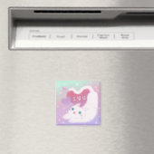 Prettig Valentijnsdag met Fluffy Witte Kat Magneet (Insitu (Vaatwasser))